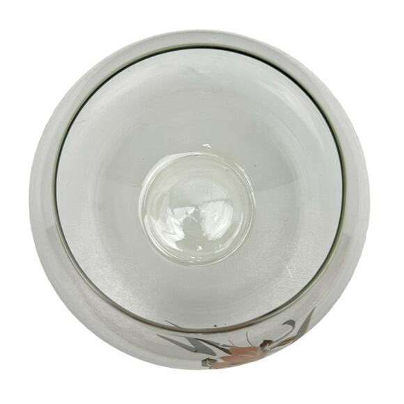 Vintage Clear Glass Fishbowl Decorative Vase with Asian Lotus Flower Design - Picture 5 of 7